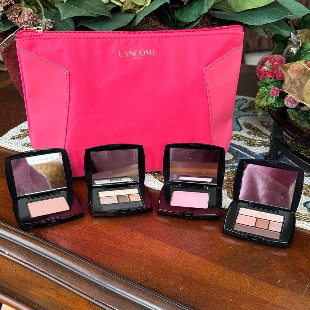Brand New Lancome Bundle Brightening Eye Shadow Liner Palette Powder Blush Pouch